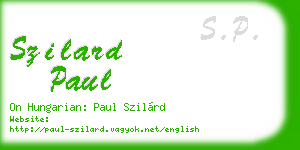szilard paul business card